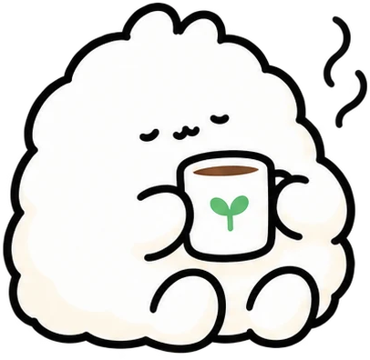 お茶を飲むキャラクター
