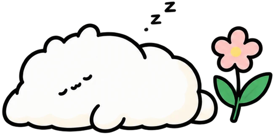 花のそばで眠るキャラクター